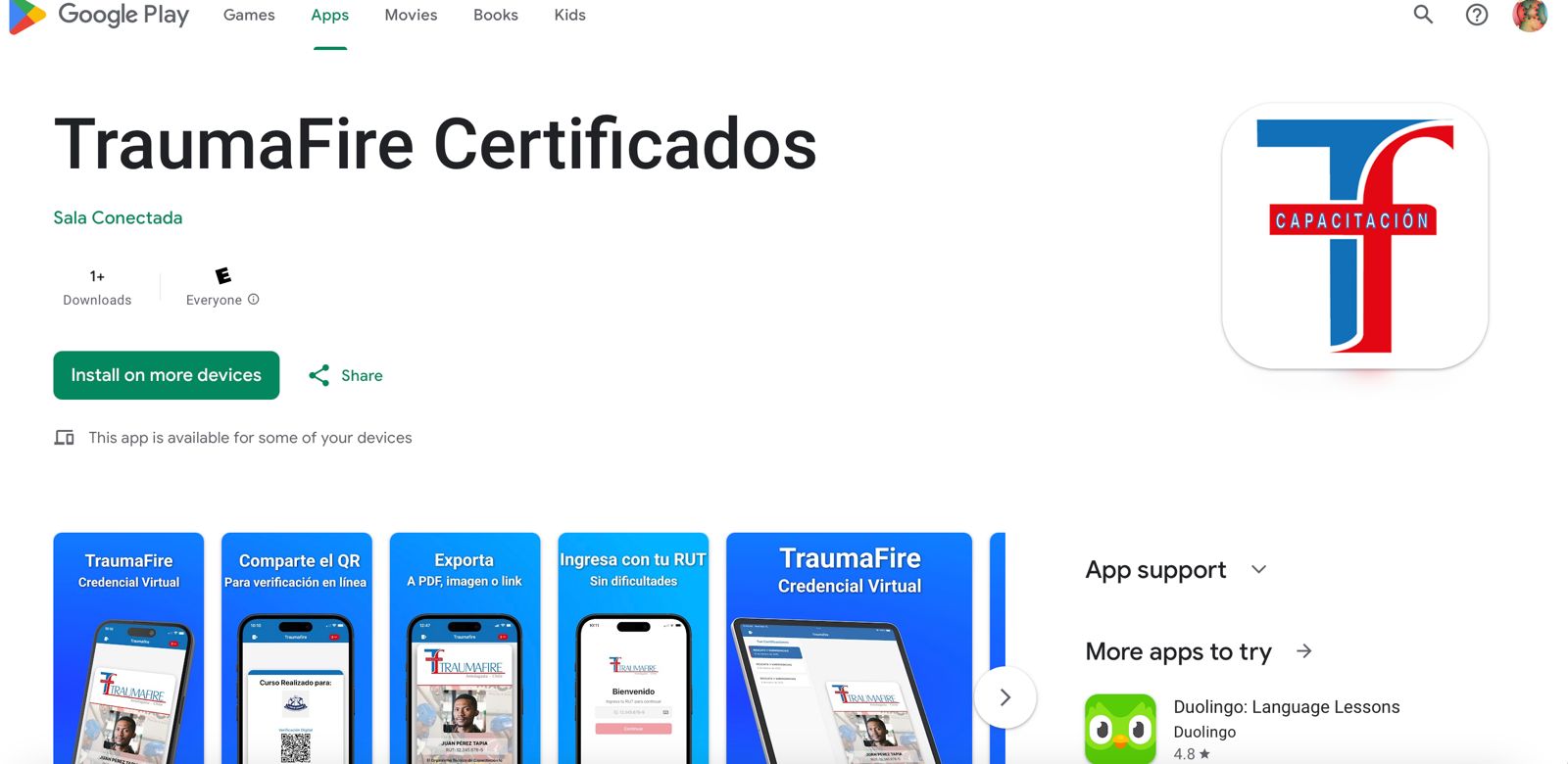 Certificados app móvil Sala conectada