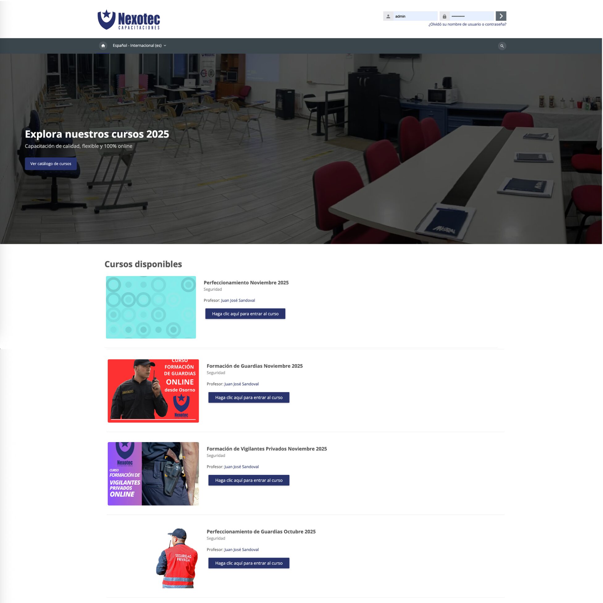 Plataforma Moodle para Nexo OTEC
